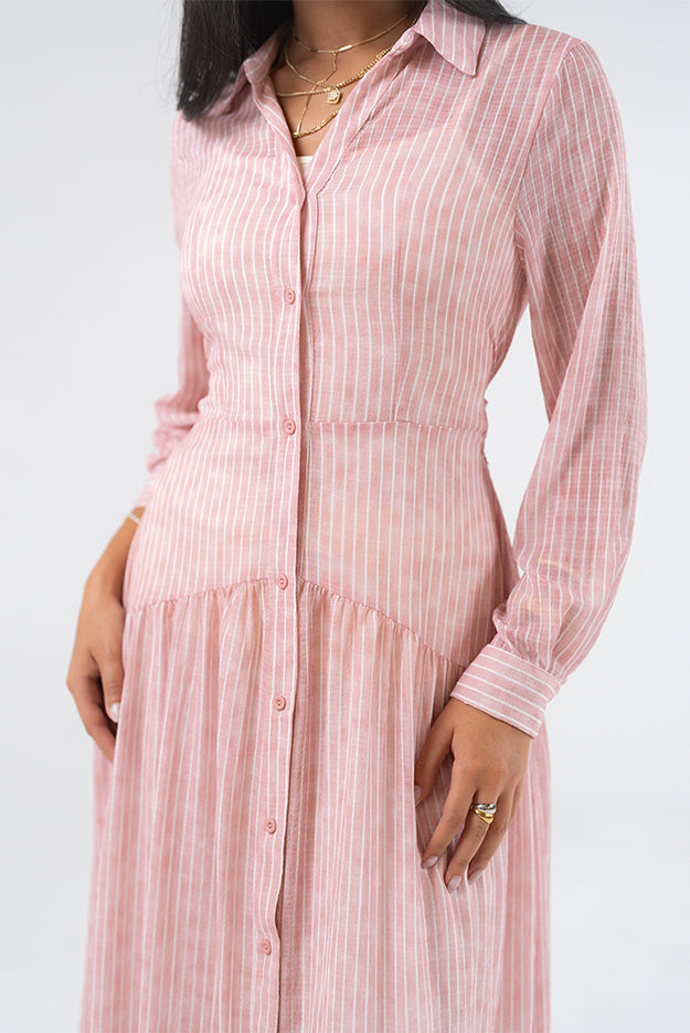 Striped Shirt Maxi Dress