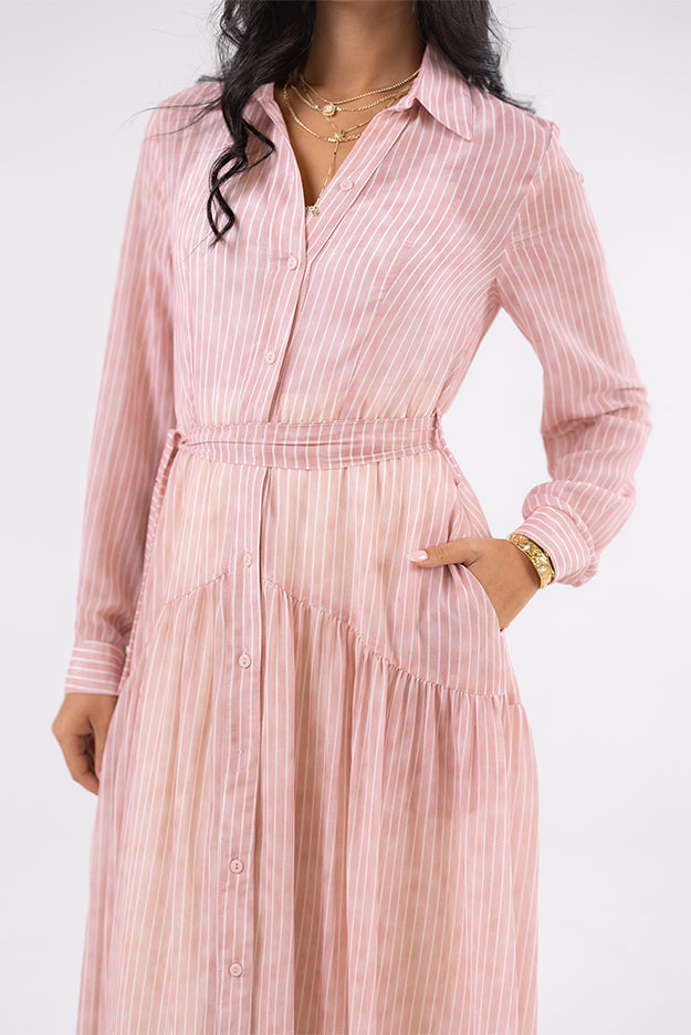 Striped Shirt Maxi Dress