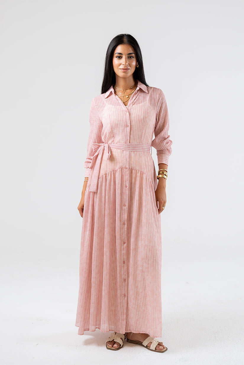 Striped Shirt Maxi Dress