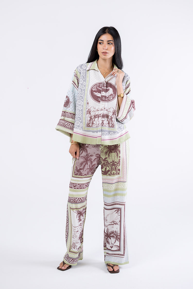 Tropical Print Oversized Shirt