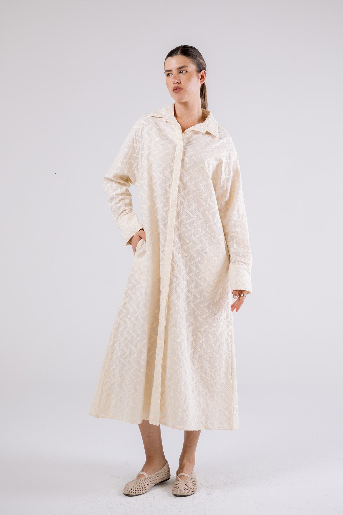 Textured Shirt Dress