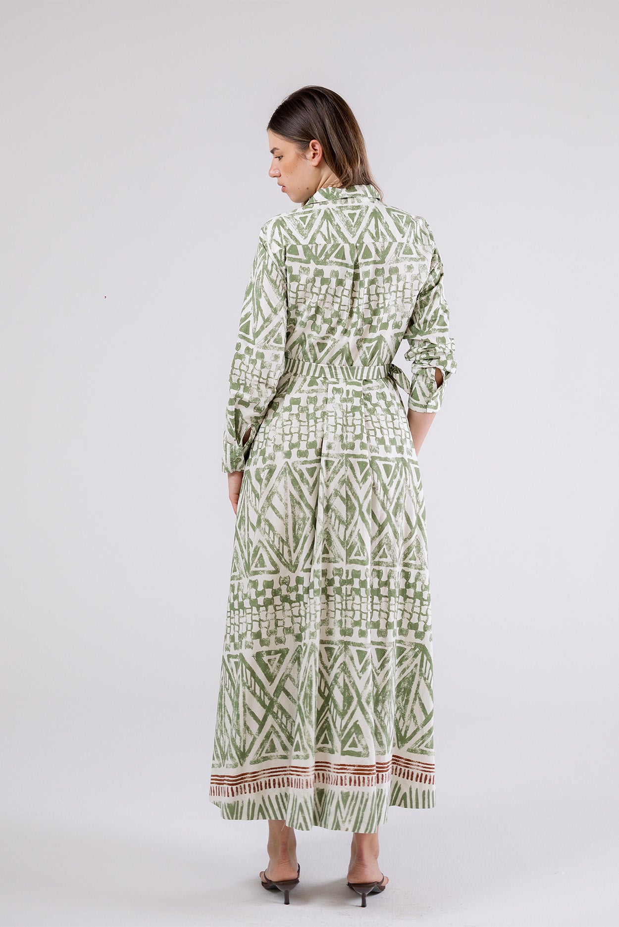 Geometric Print Shirt Maxi Dress