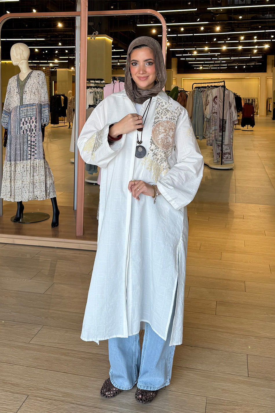 Embroidered Longline Cardigan