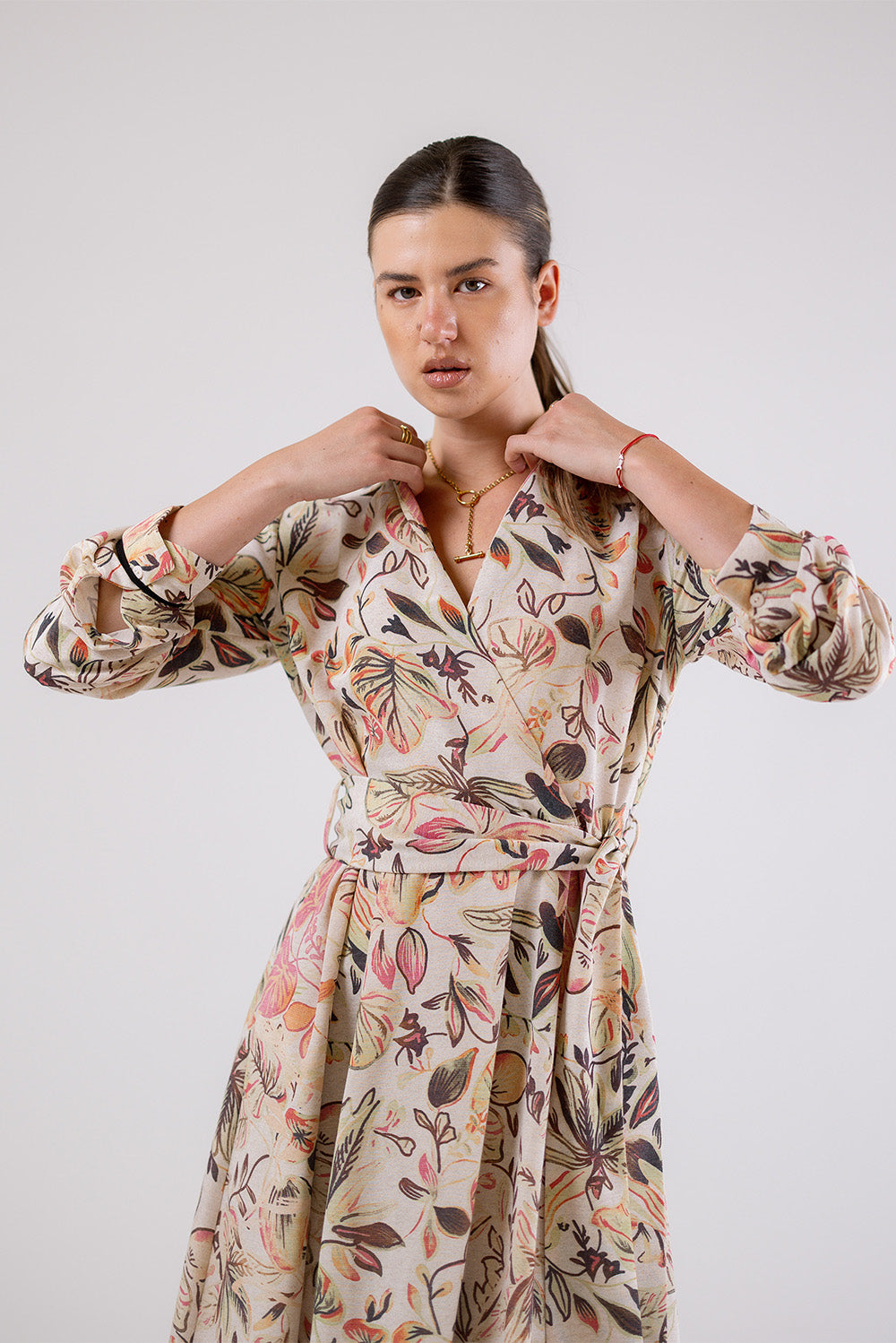 Floral Wrap Midi Dress