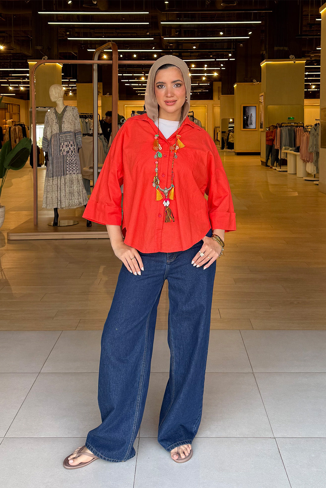 Coral Button-Up Shirt