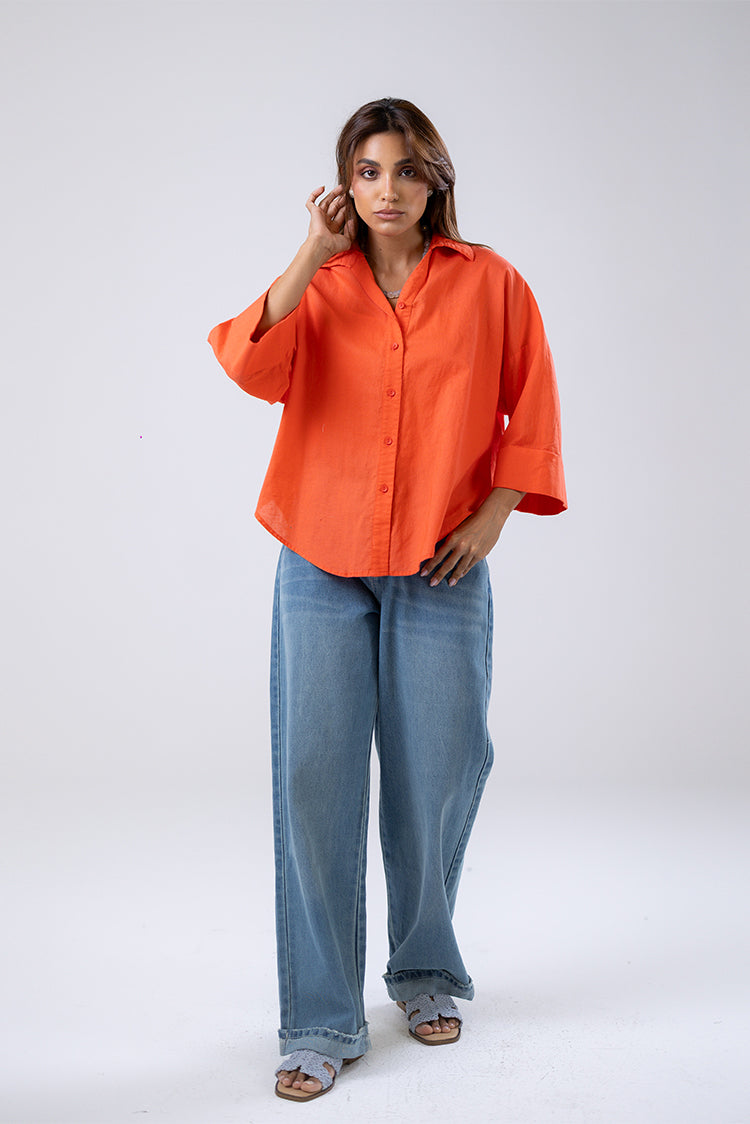 Coral Button-Up Shirt