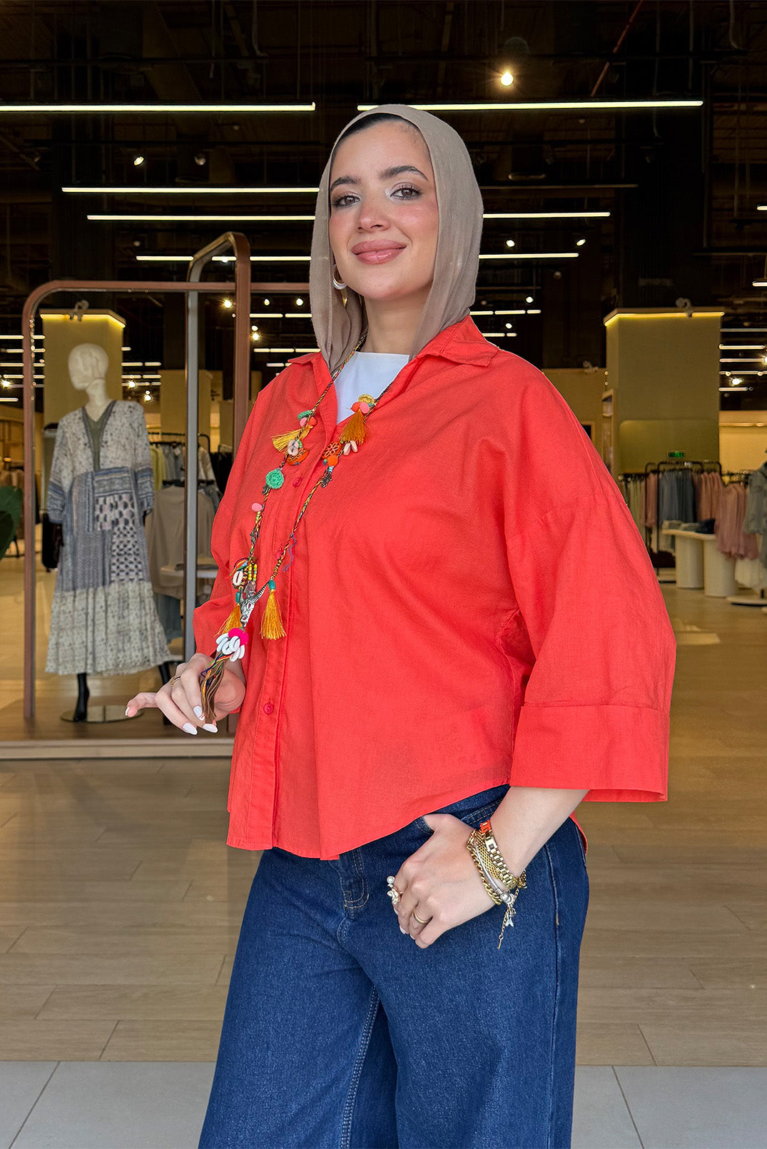 Coral Button-Up Shirt