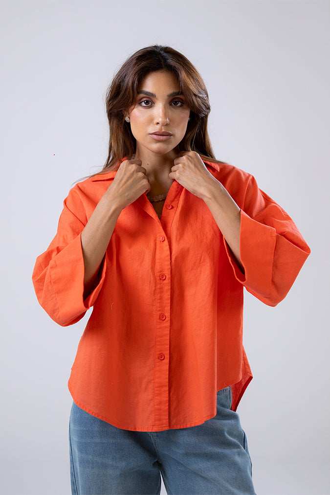 Coral Button-Up Shirt