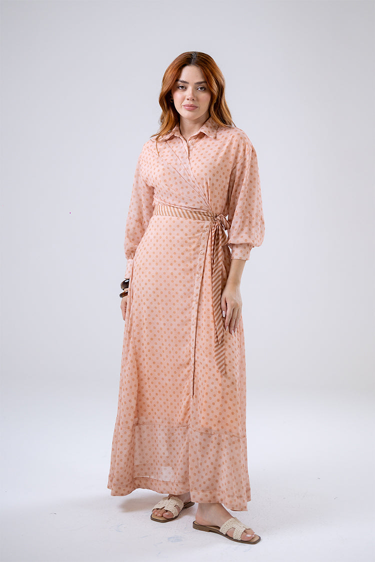 Polka Dot Wrap Maxi Dress