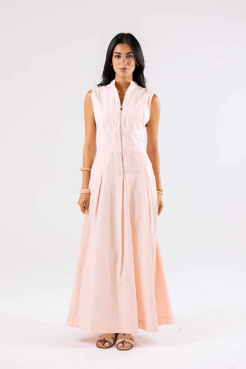 Sleeveless Zip-Front Maxi Dress