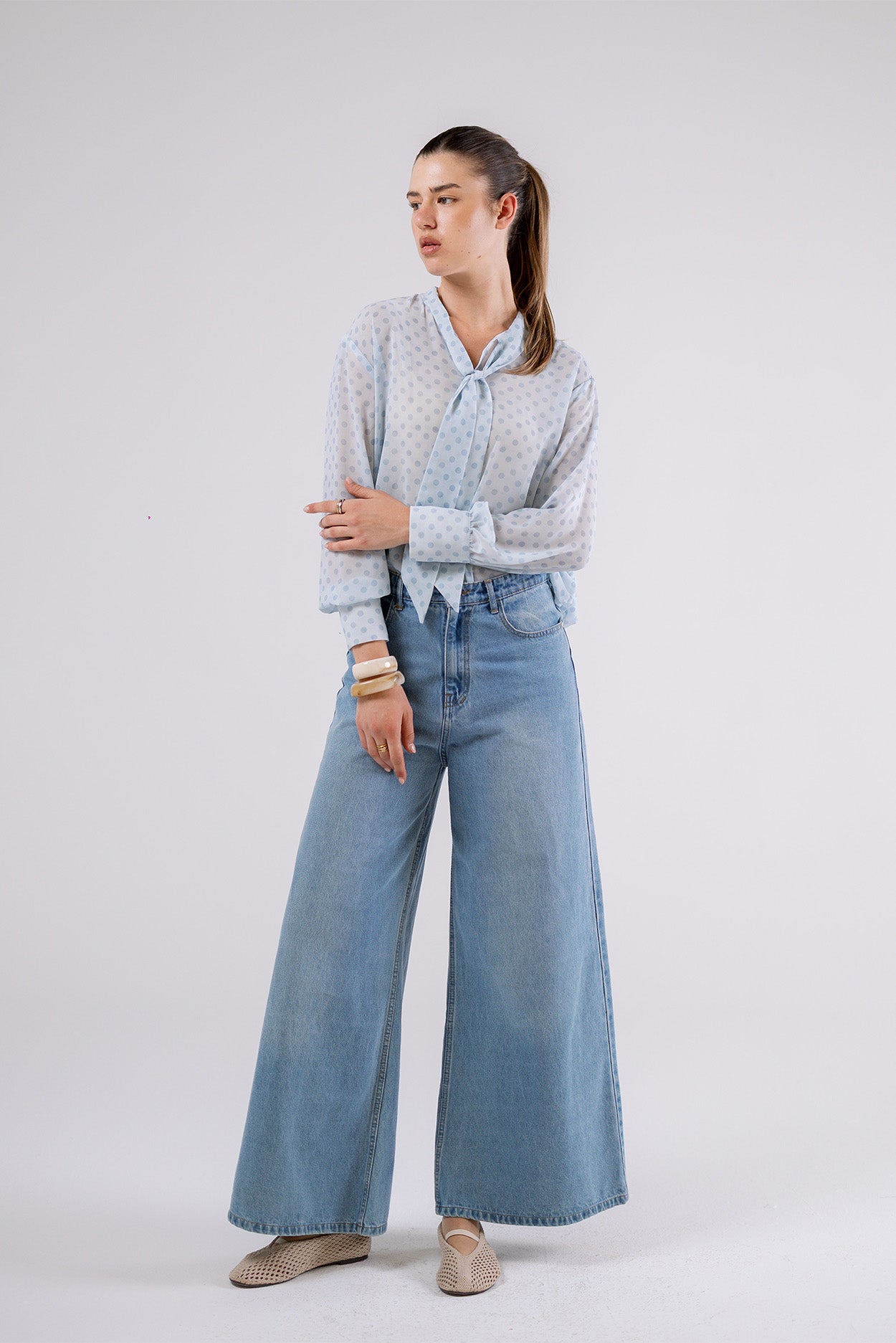 Wide Leg Denim Pants