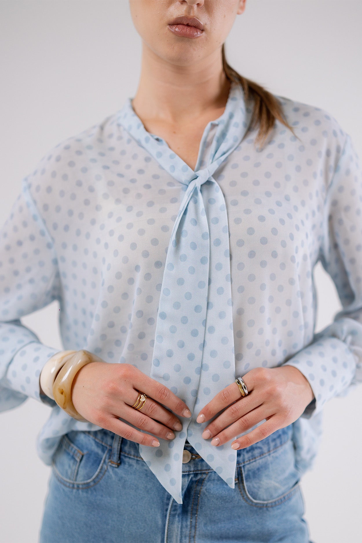Polka Dot Bow Blouse