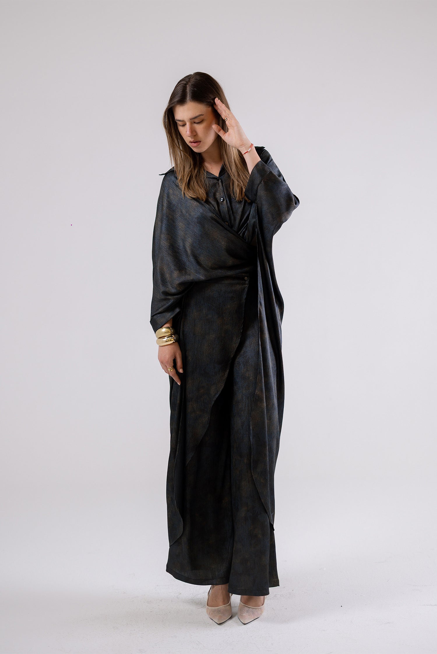 Wide-Leg Wrap Pants