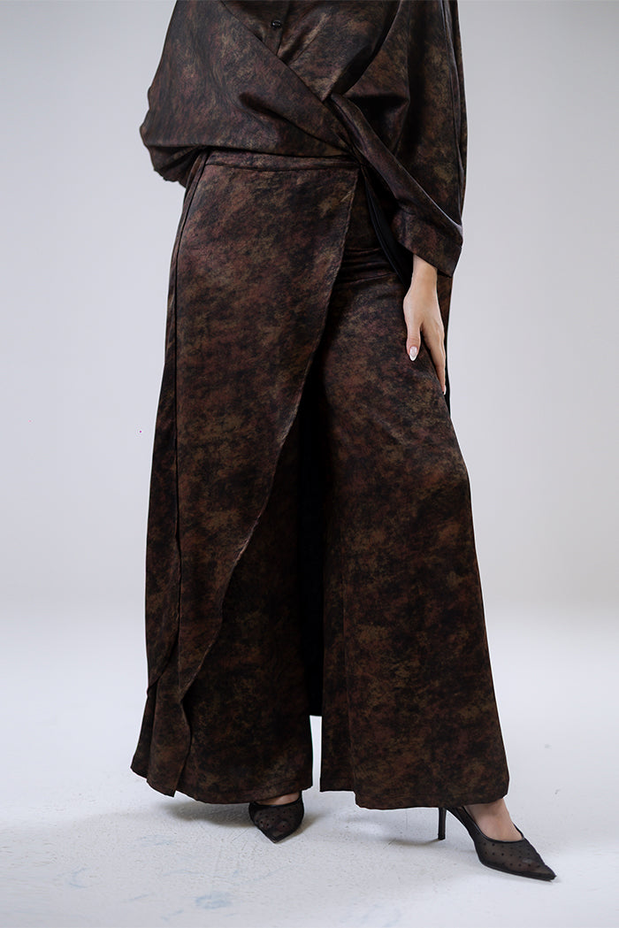 Wide-Leg Wrap Pants
