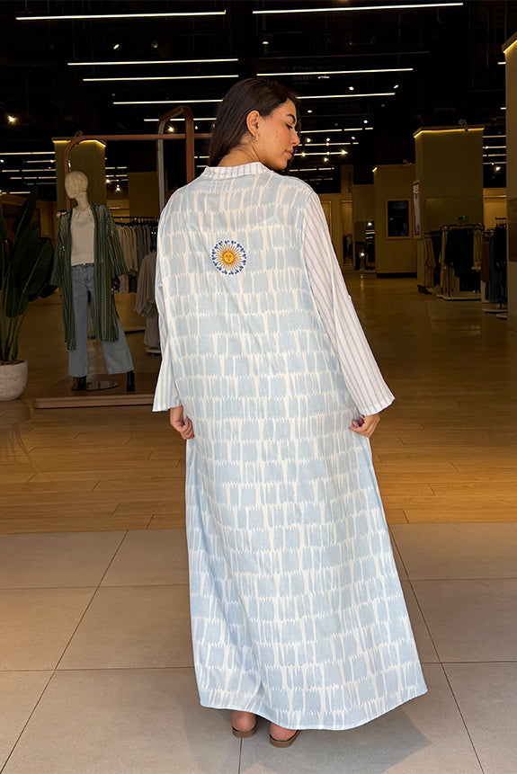 Striped Embroidered Maxi Dress