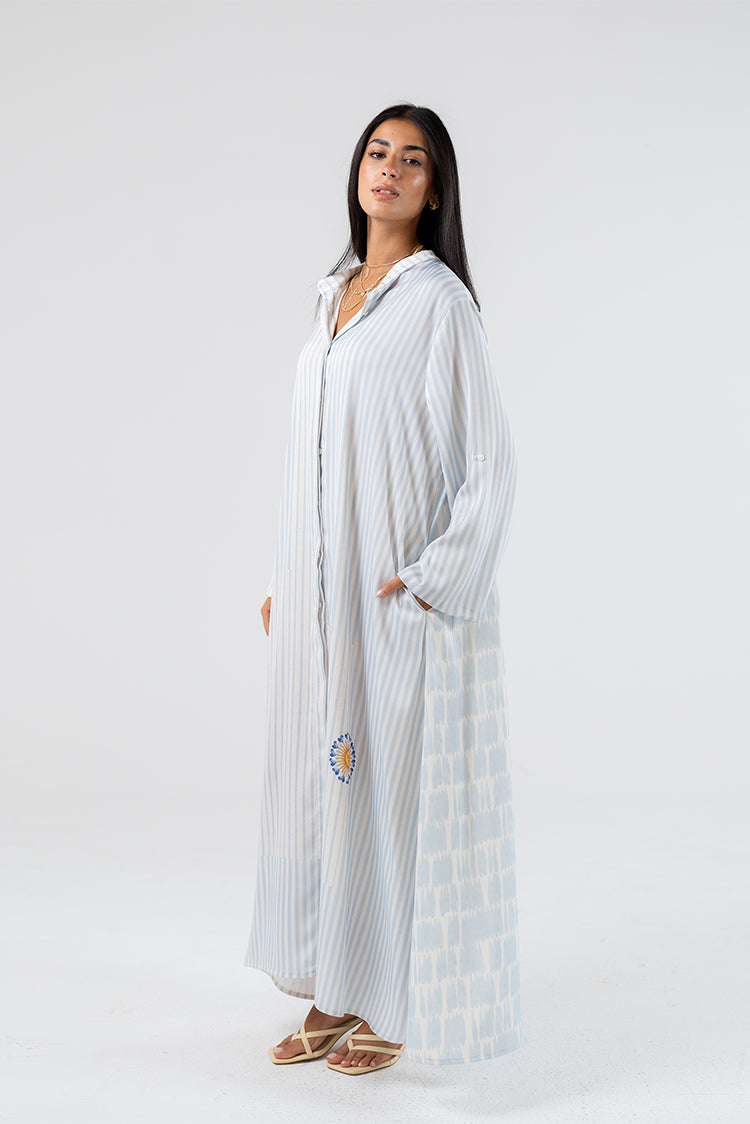 Striped Embroidered Maxi Dress