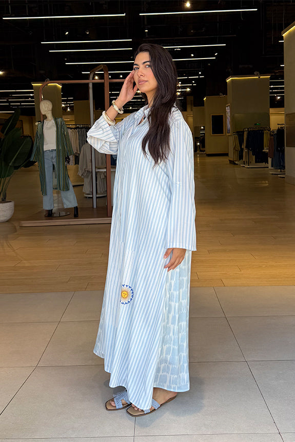 Striped Embroidered Maxi Dress