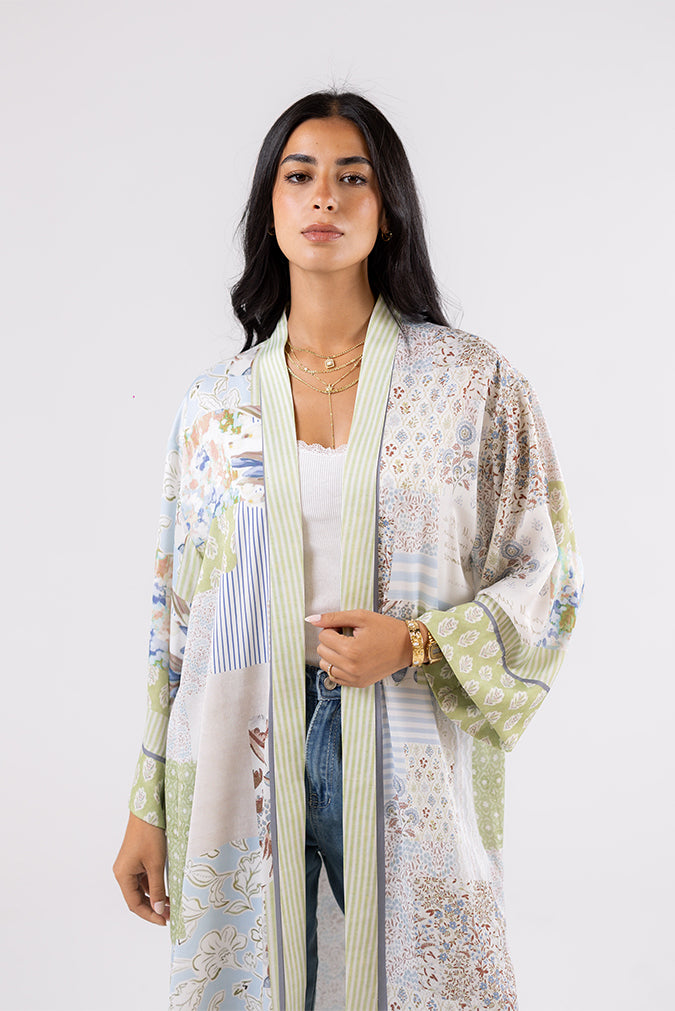 Printed Satin Cardigan