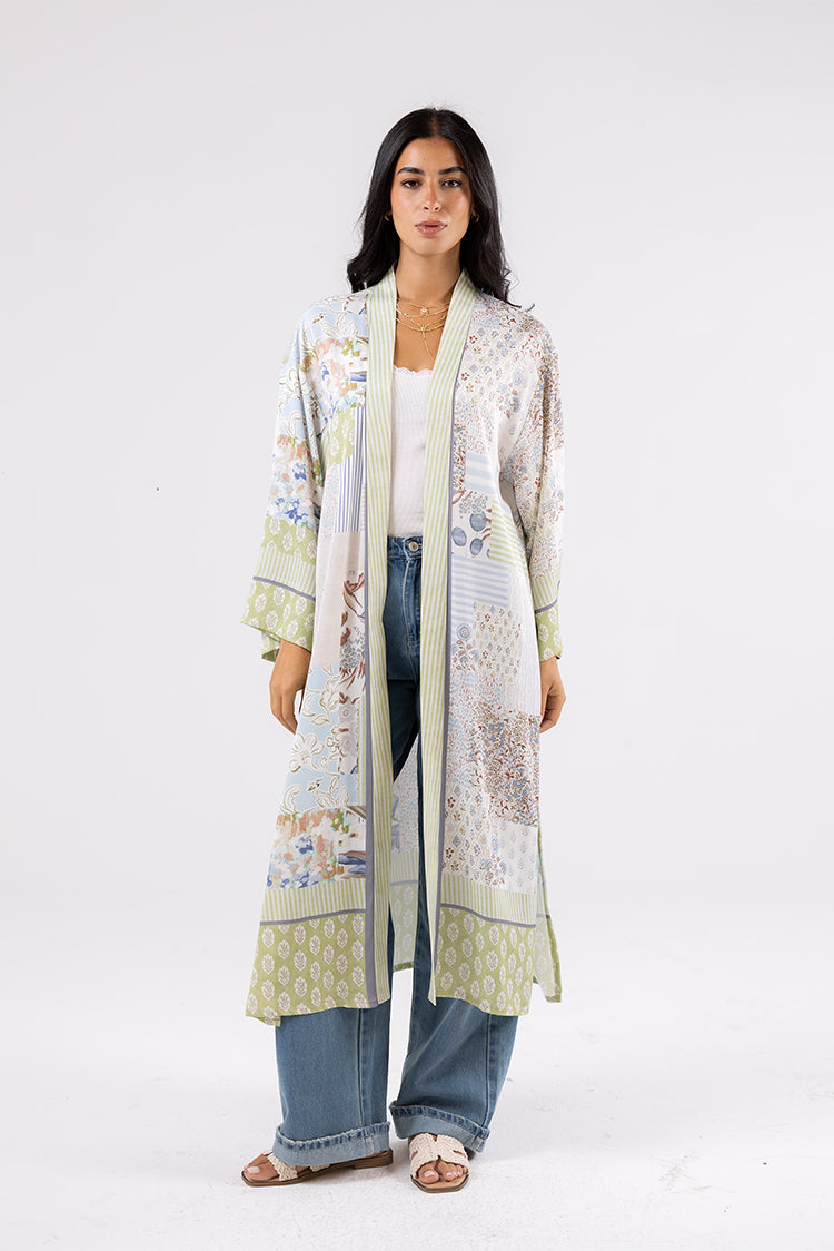 Printed Satin Cardigan