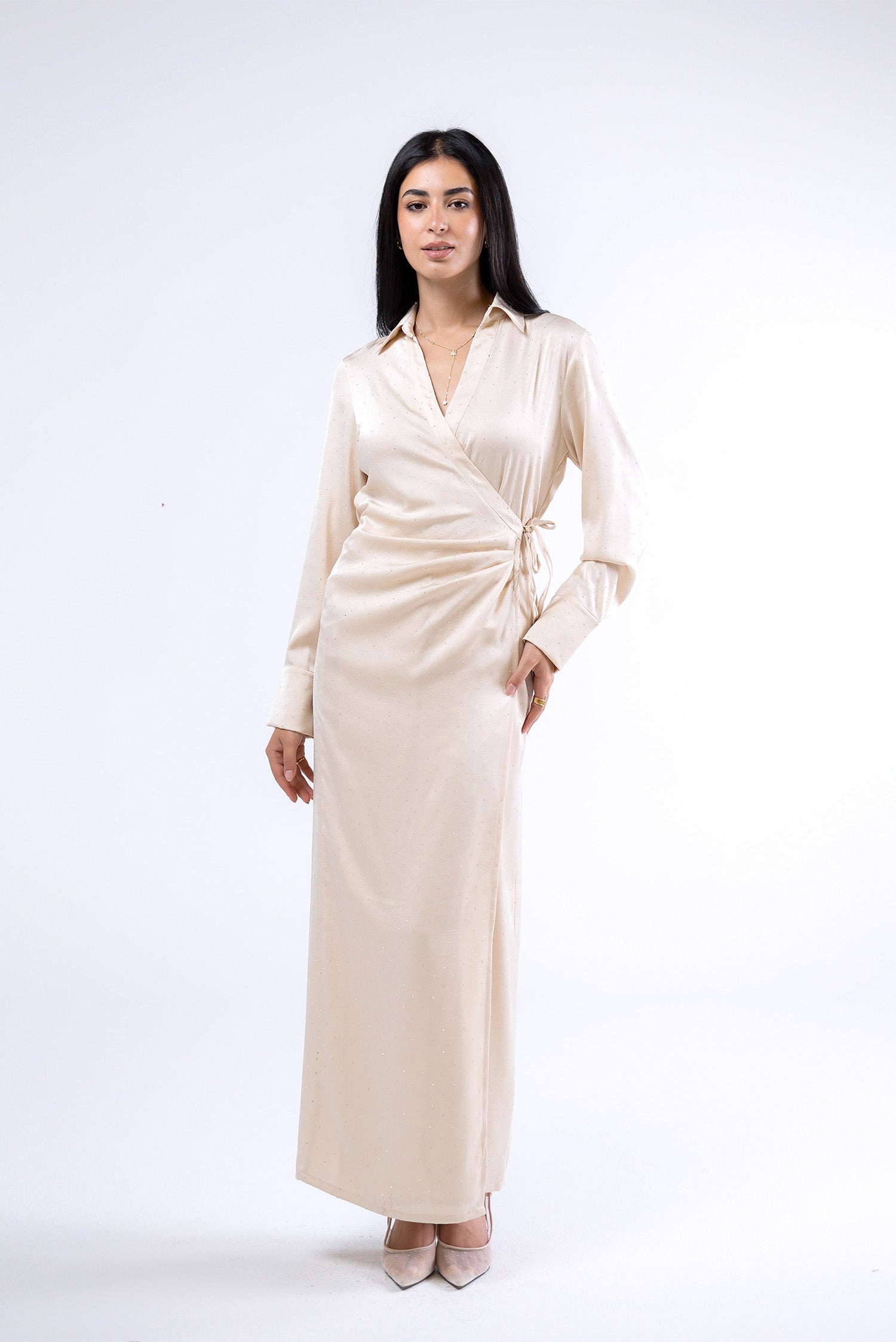 Shimmer Wrap Midi Dress