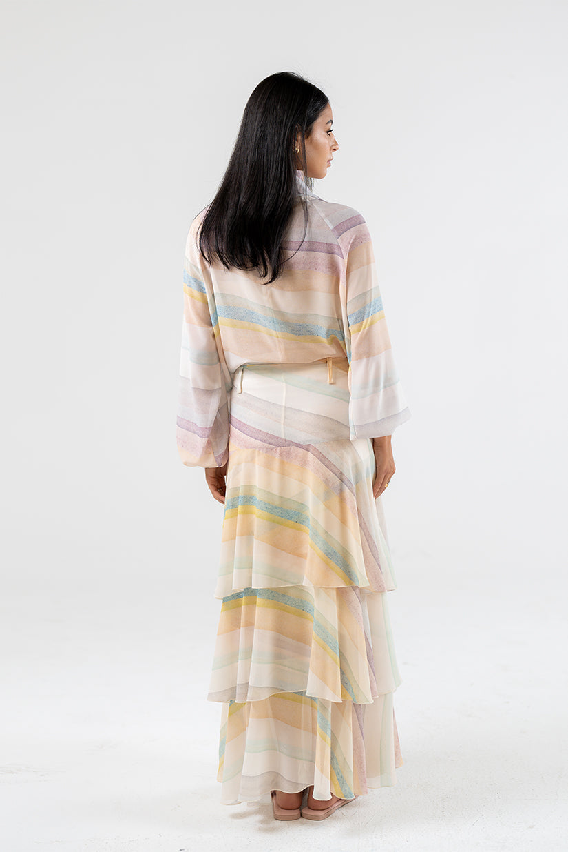 Striped High-Neck Blouse