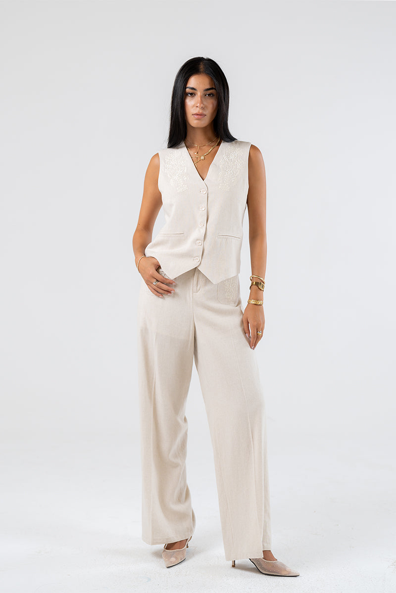 Wide-Leg Linen Trousers