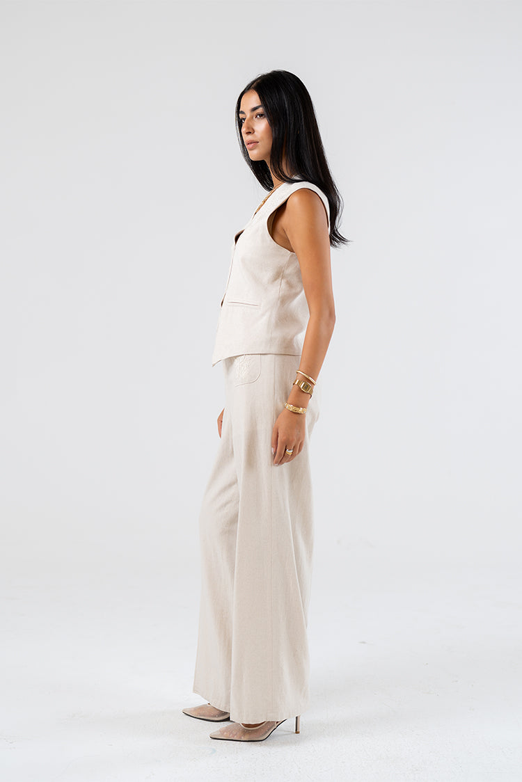 Wide-Leg Linen Trousers