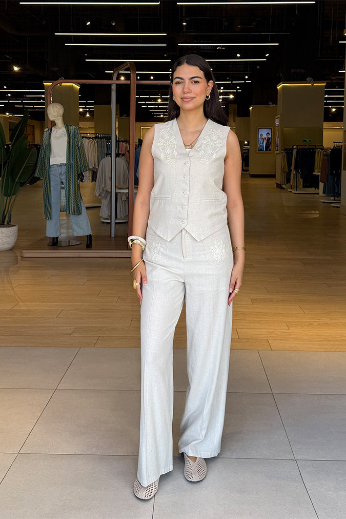 Wide-Leg Linen Trousers