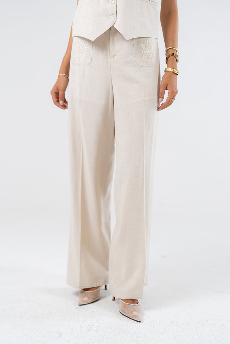 Wide-Leg Linen Trousers