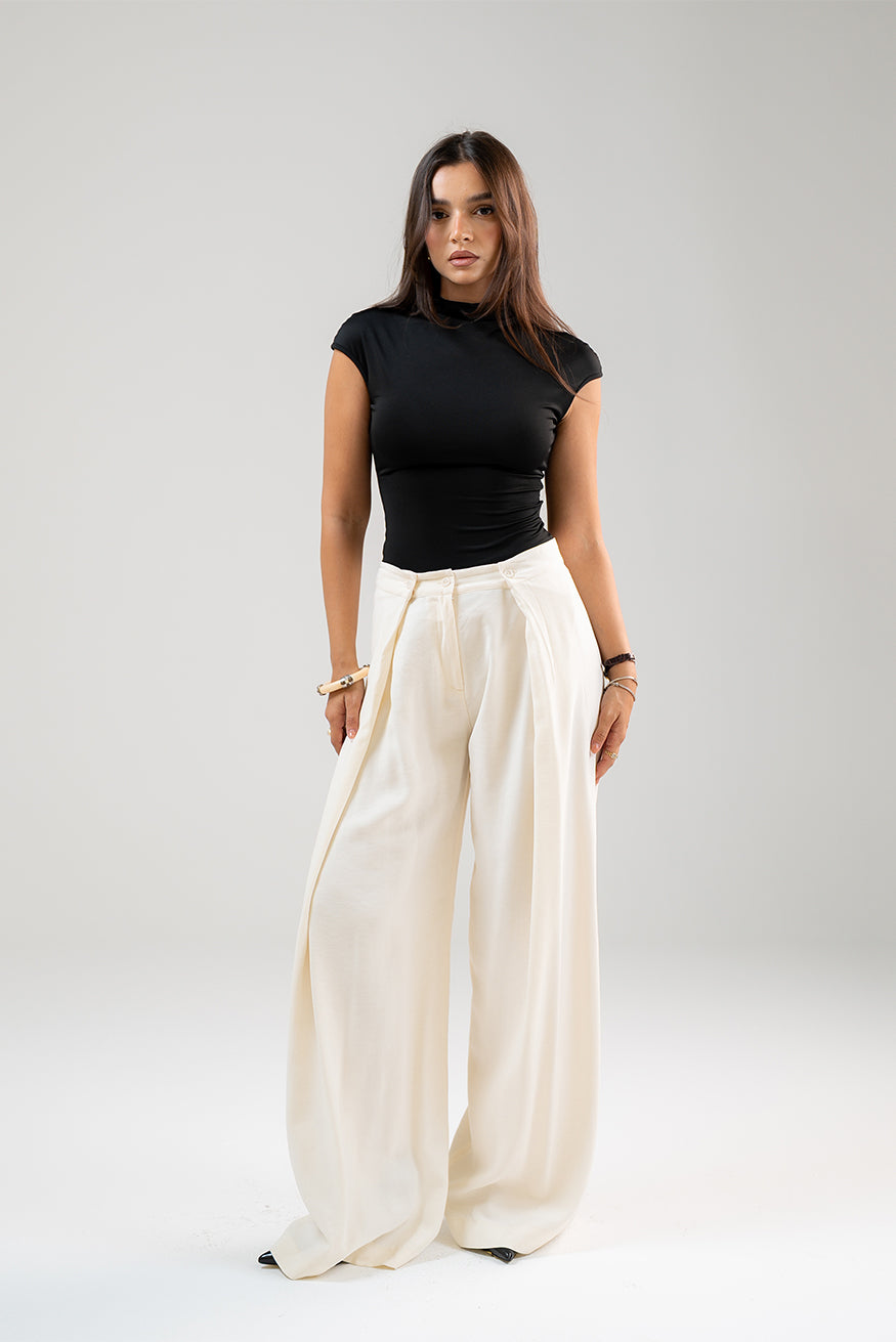 Wide-Leg Draped Pants
