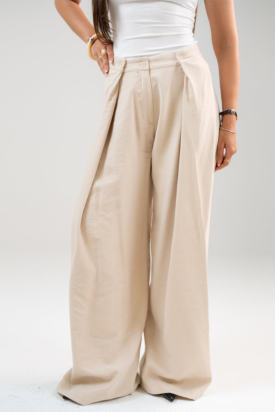 Wide-Leg Draped Pants