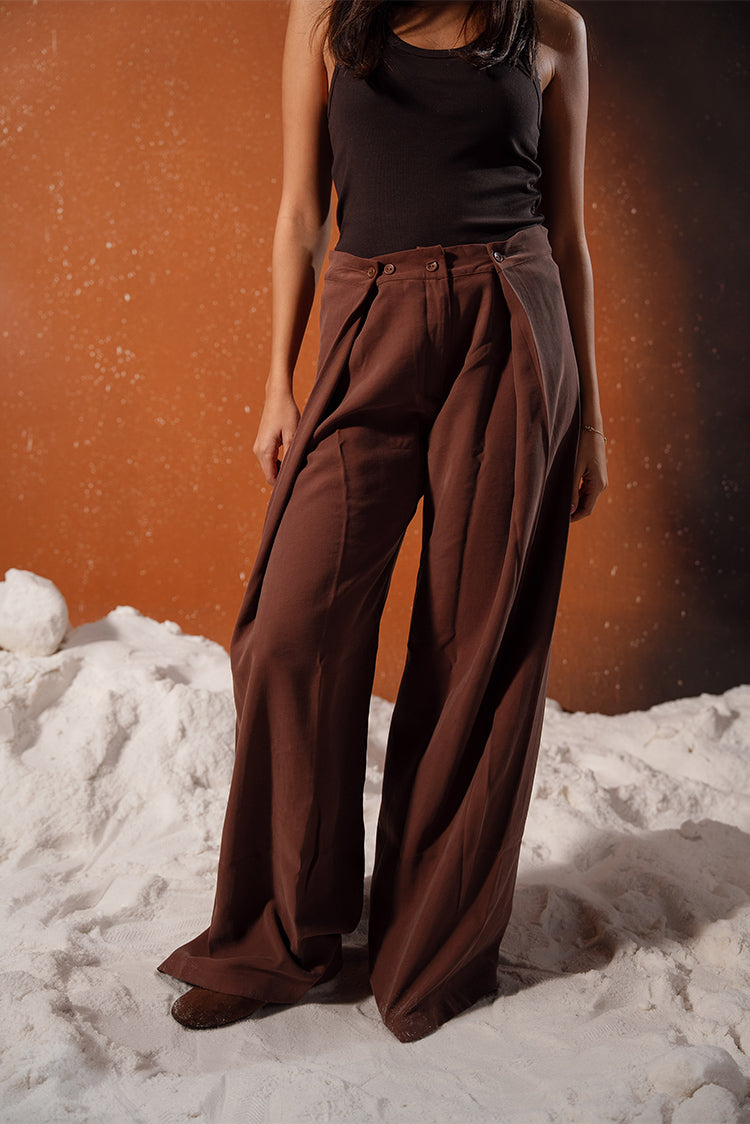 Wide-Leg Draped Pants