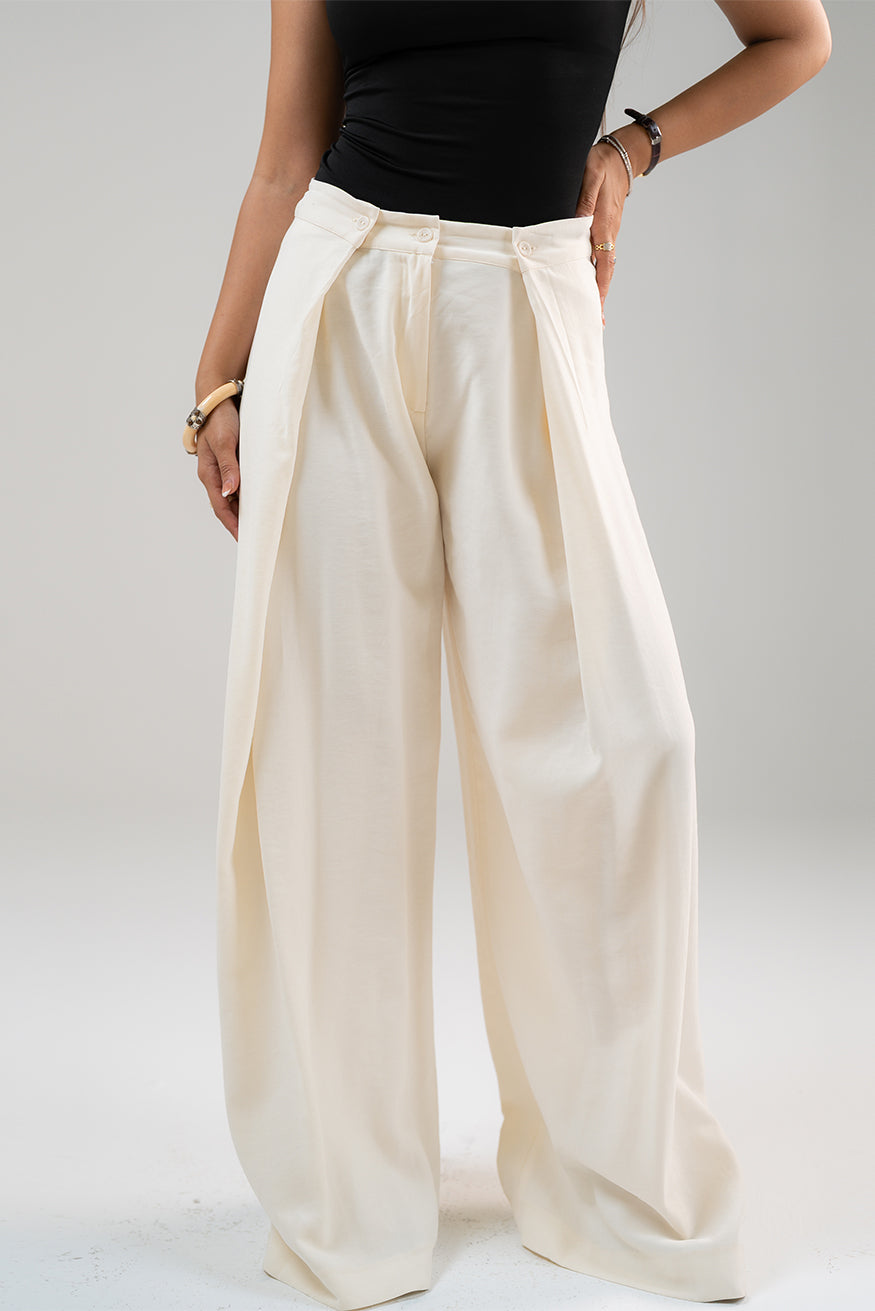Wide-Leg Draped Pants