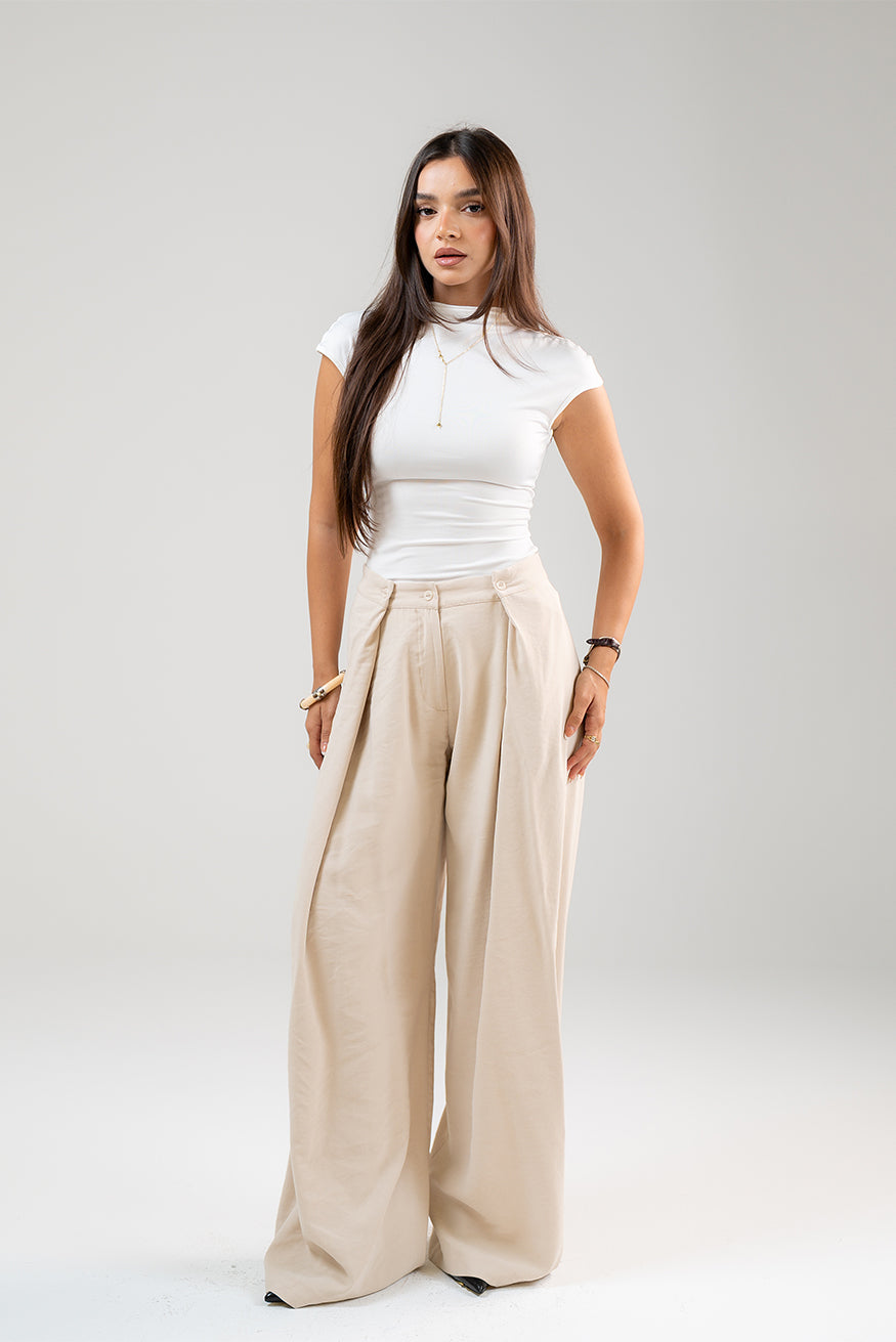 Wide-Leg Draped Pants