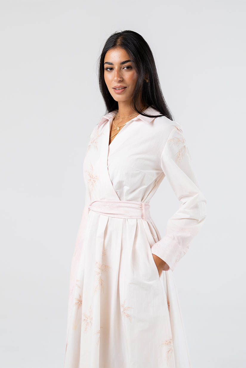 Wrap-Style Long Sleeve Maxi Dress