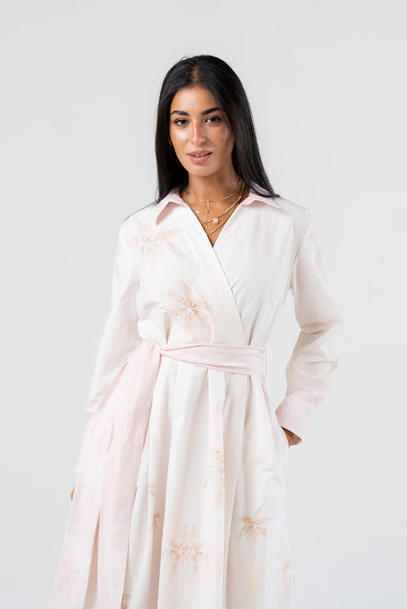 Wrap-Style Long Sleeve Maxi Dress