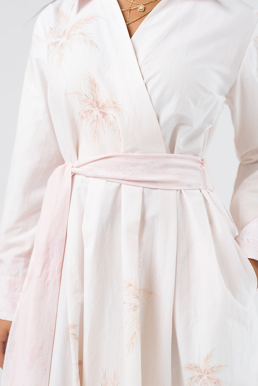Wrap-Style Long Sleeve Maxi Dress