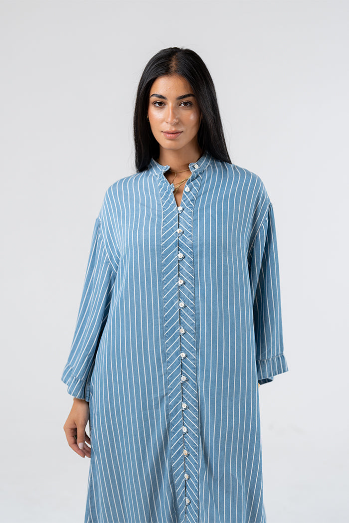 White Striped Longline Shirt