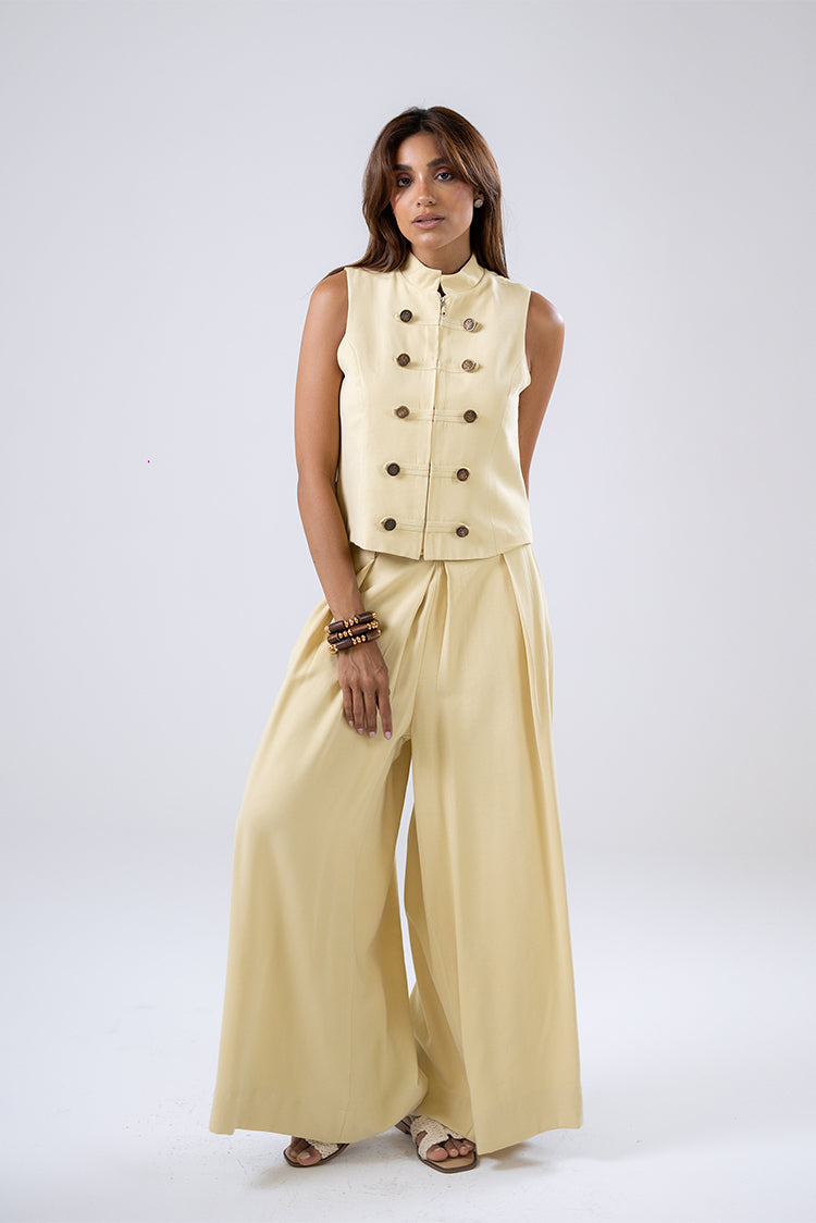 Pleated Wide-Leg Trousers