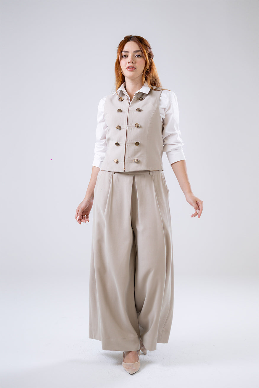 Pleated Wide-Leg Trousers
