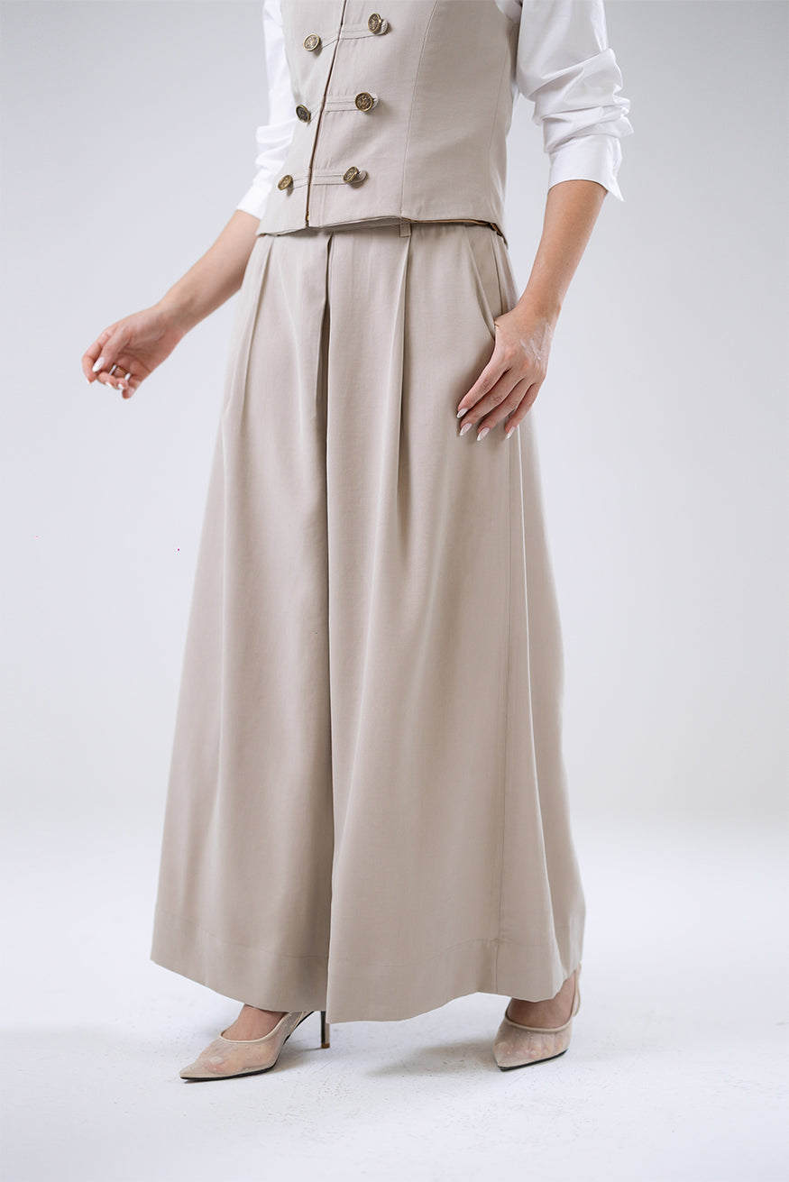 Pleated Wide-Leg Trousers