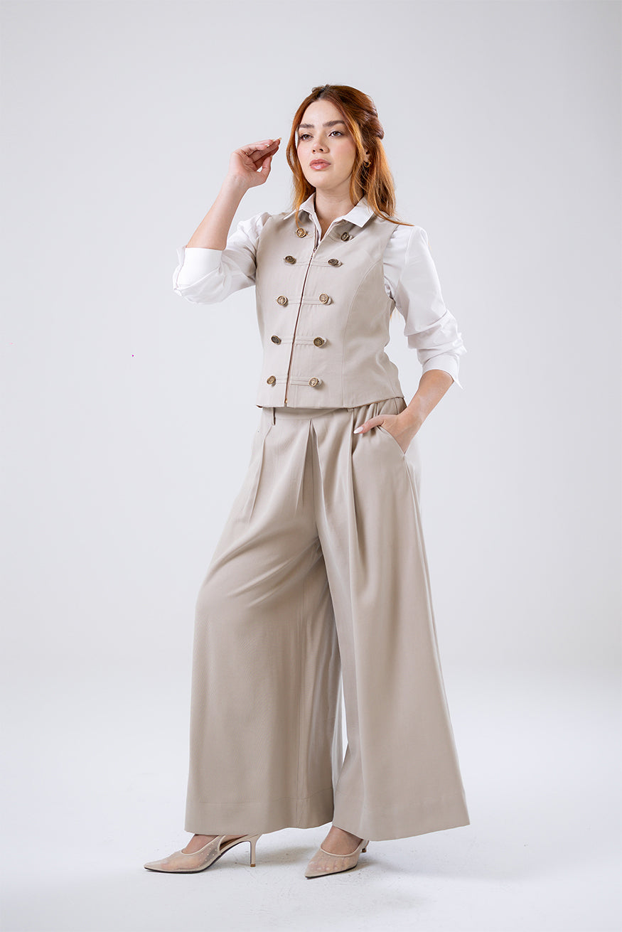 Pleated Wide-Leg Trousers
