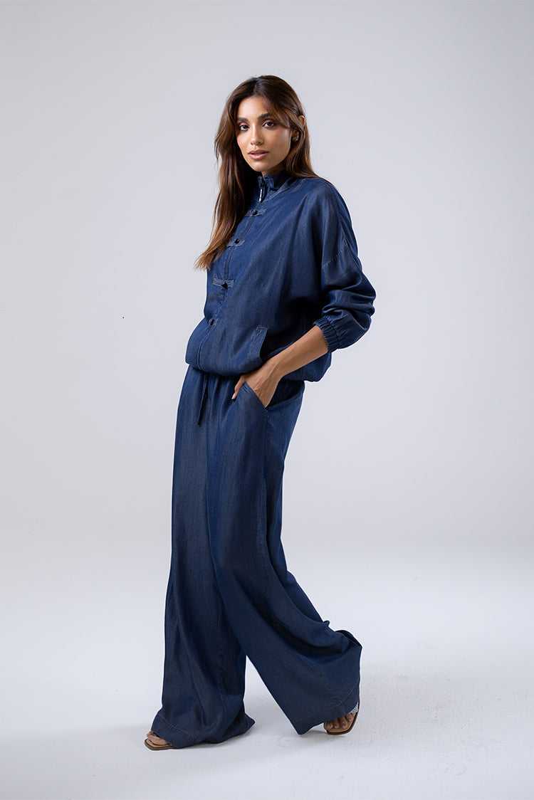 Indigo wide-leg pants