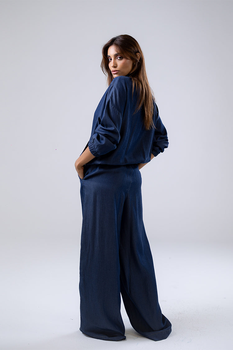 Indigo wide-leg pants