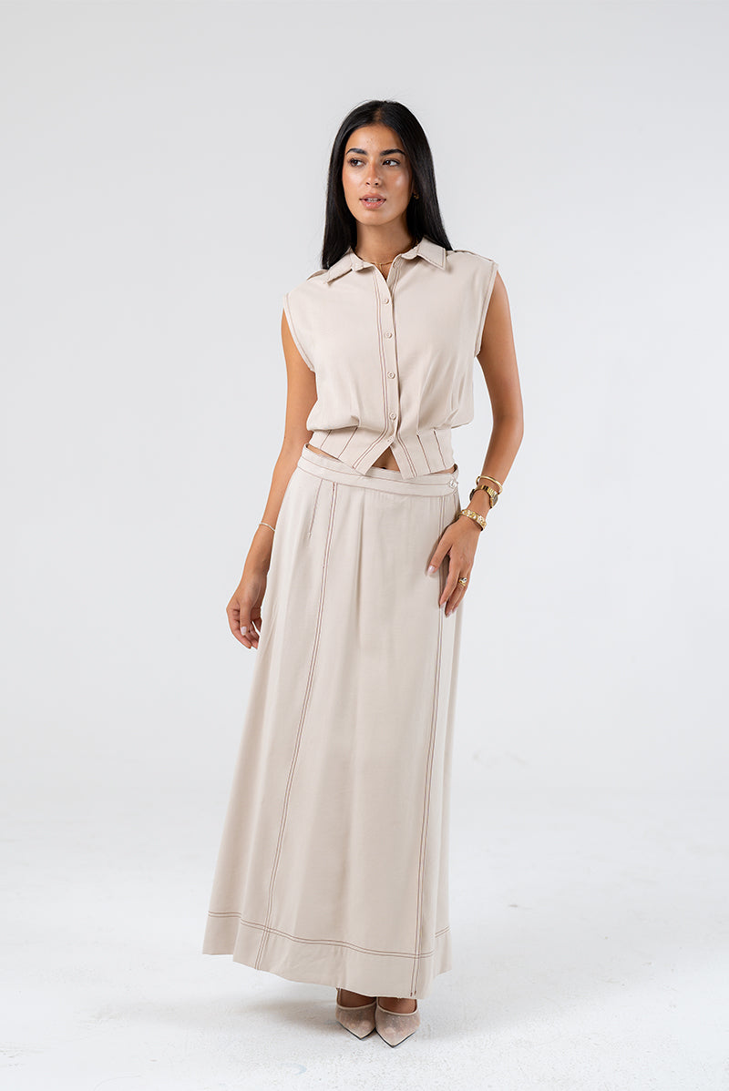 High-Waisted A-Line Maxi Skirt