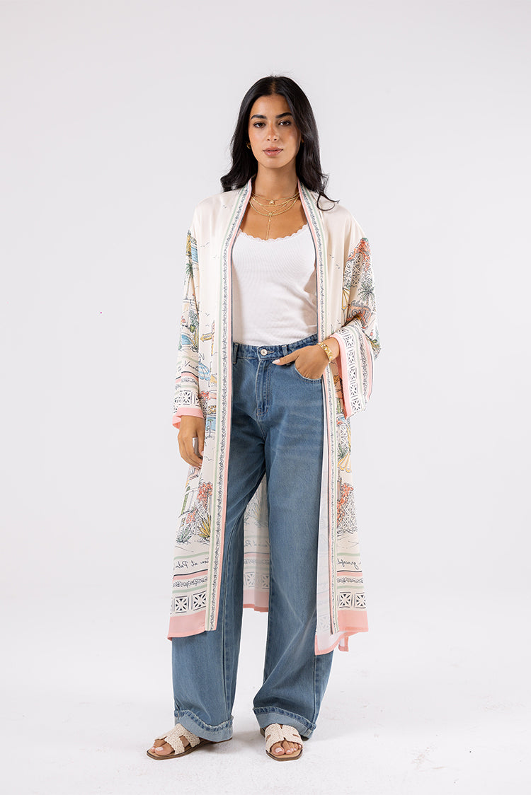 Printed Satin Cardigan