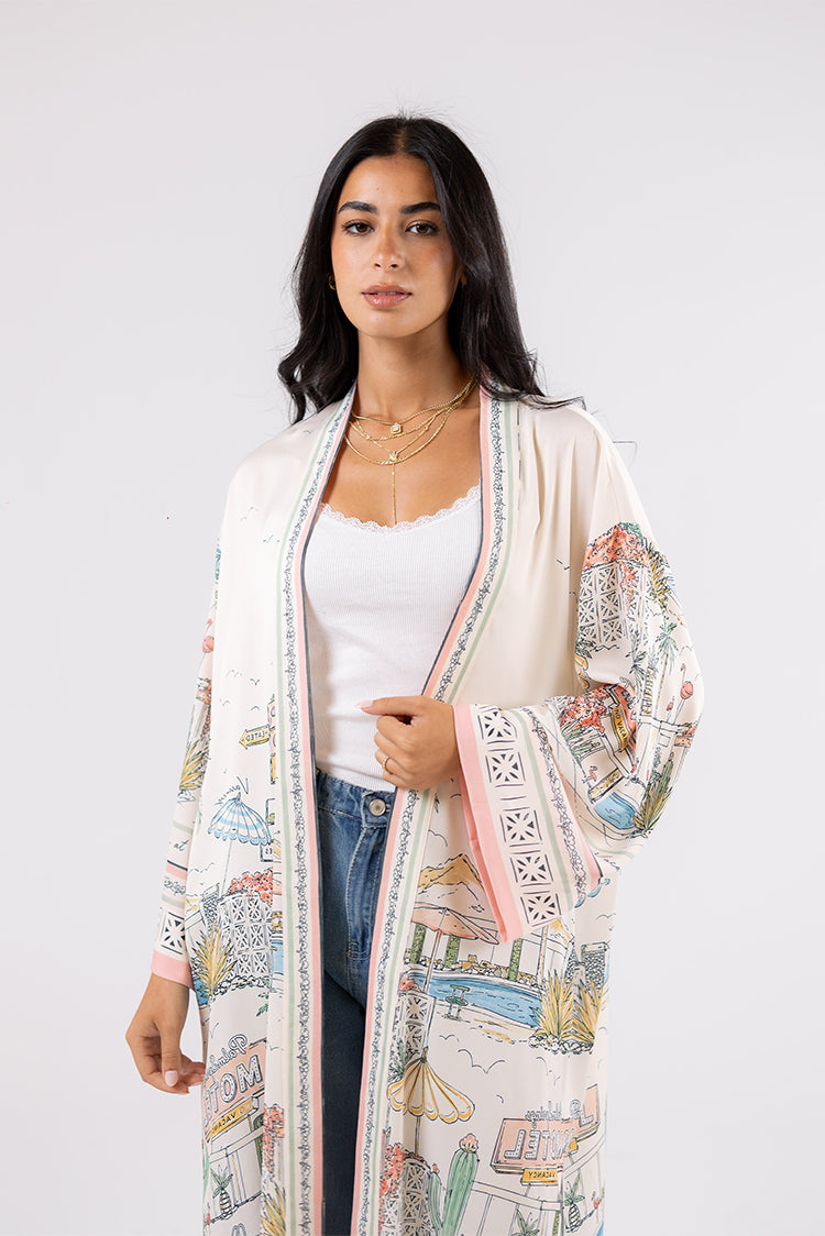 Printed Satin Cardigan