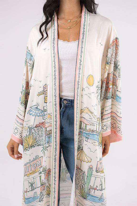 Printed Satin Cardigan