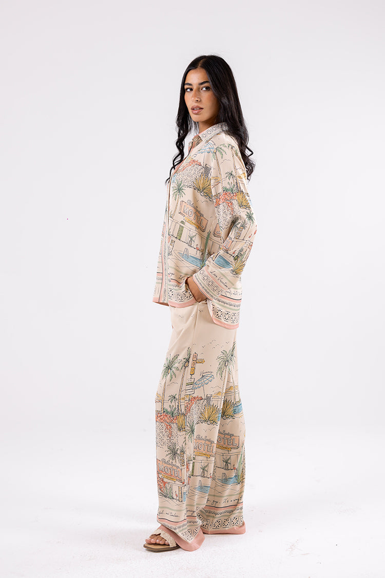 Printed Satin Pants