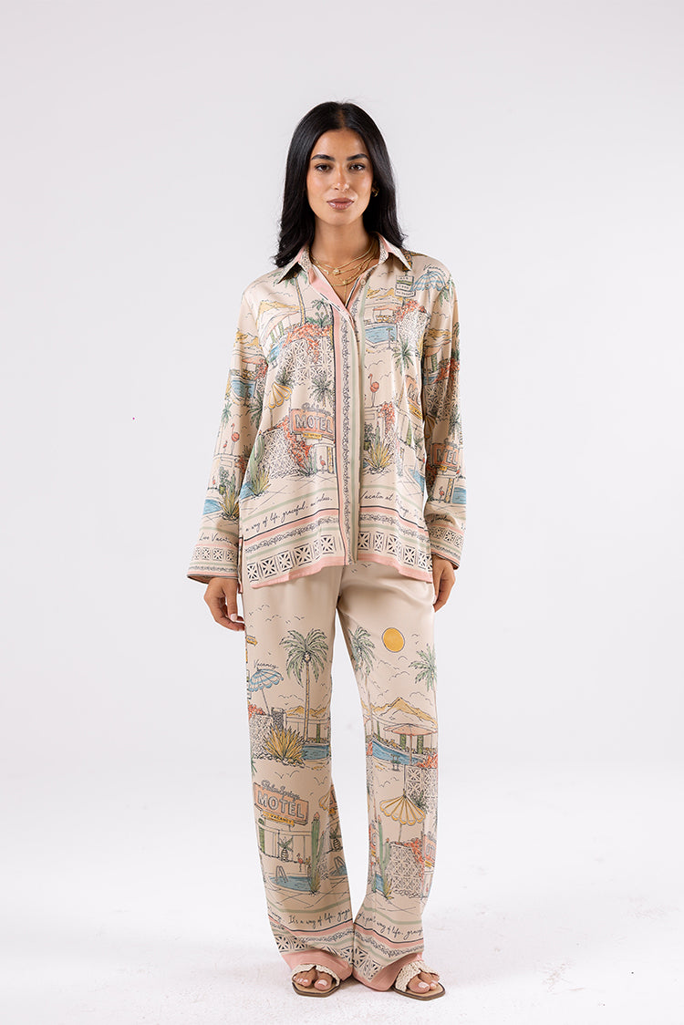 Printed Satin Pants